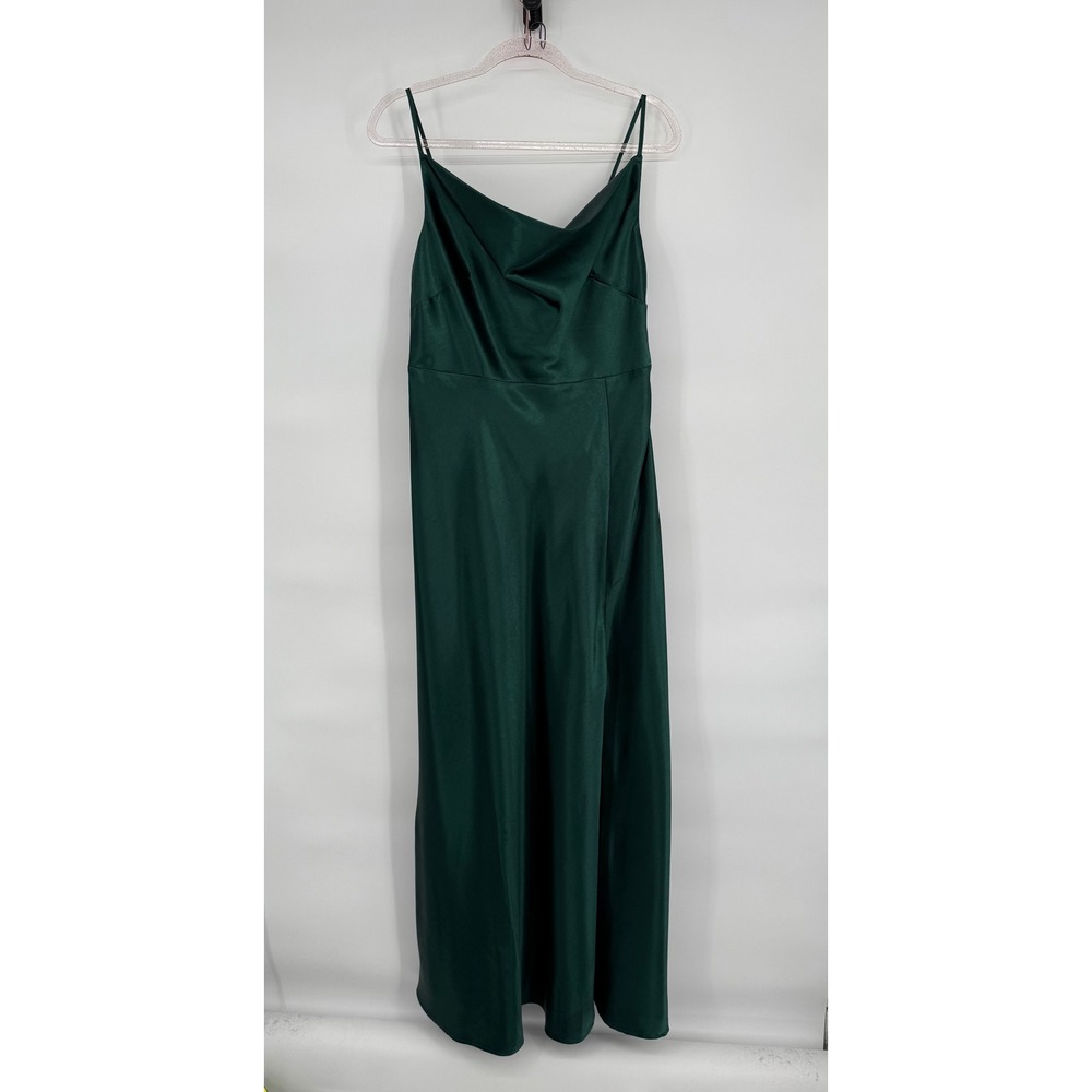Birdy Grey Sz L Emerald Green Cowl Neck Sleeveless Maxi Dress Formal Gown Party